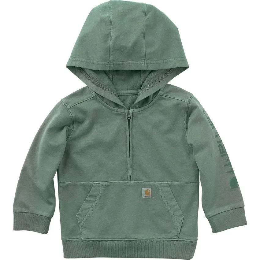 Sudadera de manguitos largos para niños con medio cremallero, teñida en prenda y rediseñada (Bebés/Niños pequeños)