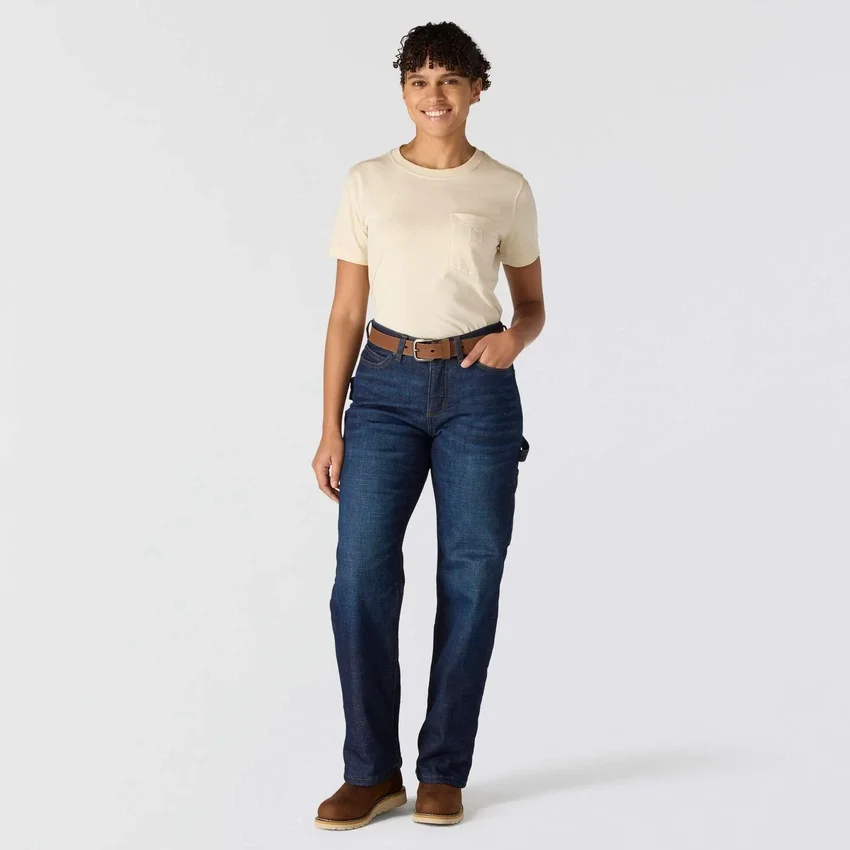 Vaqueros de talle medio con forro polar para mujer, modelo Carpenter