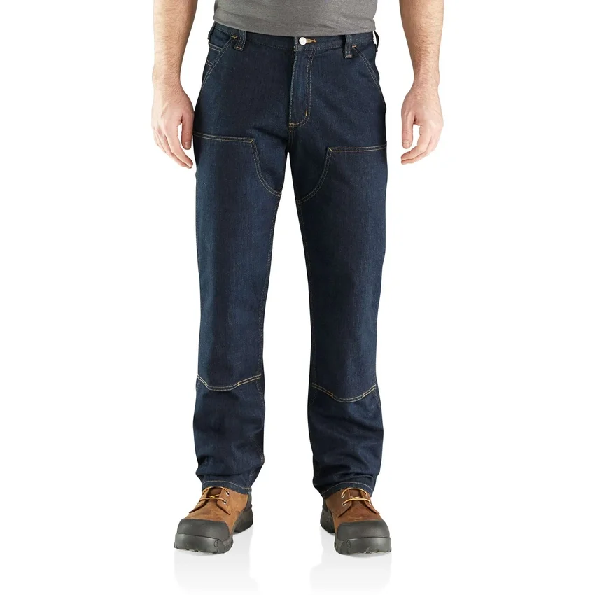 Vaqueros de trabajo para hombre, de corte recto holgado, con doble refuerzo en las rodillas y tecnología Rugged Flex