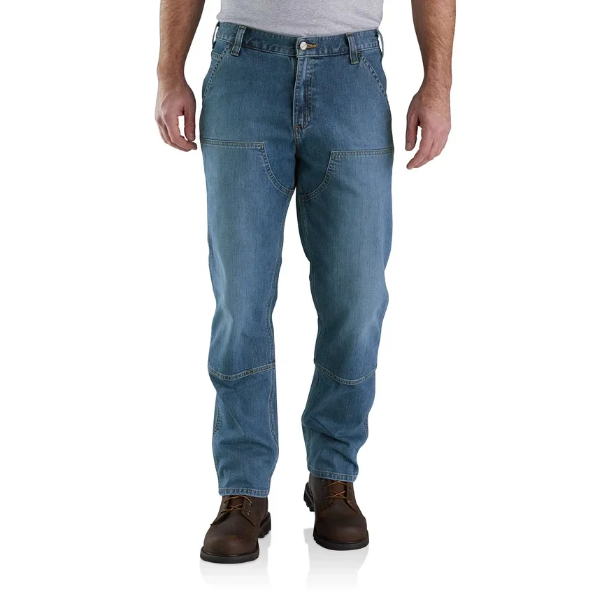 Vaqueros de trabajo para hombre, de corte recto holgado, con doble refuerzo en las rodillas y tecnología Rugged Flex
